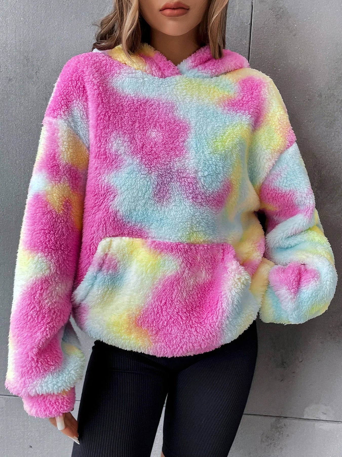 Women's Tie-dyed Plush Hooded Sweater